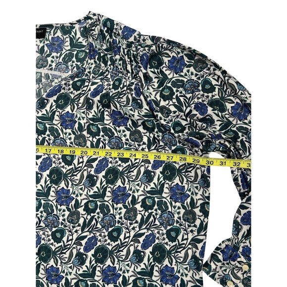 Lane Bryant Blouse Floral V Neck Plus Size 26/28 Long Sleeve Blue/Green Stretch - Picture 6 of 9